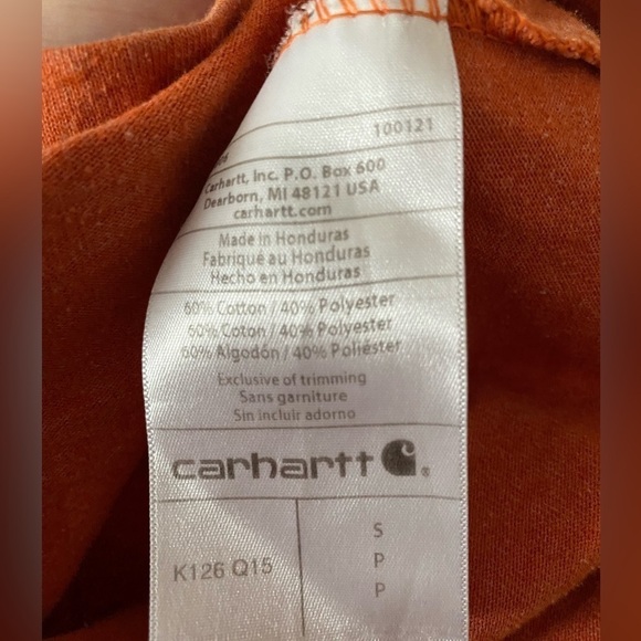 Carhartt Mens Orange Long-sleeve Shirt - Picture 10 of 10